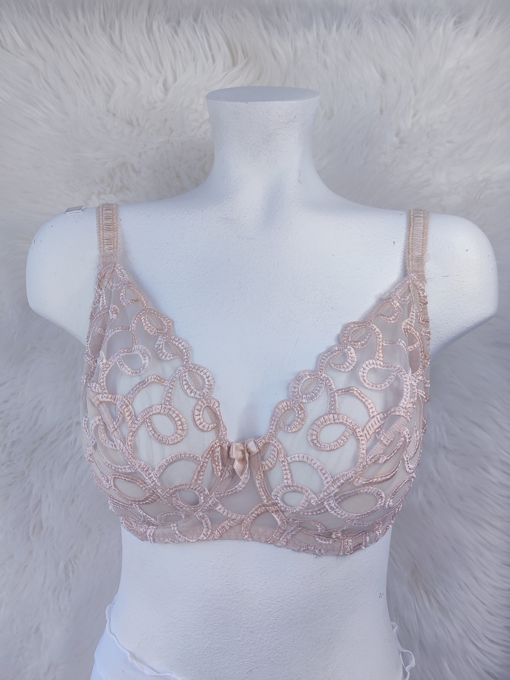 Le Mystere LN9233 Renaissance Swirl Full Coverage Underwire Bra 38D Unlined Nude